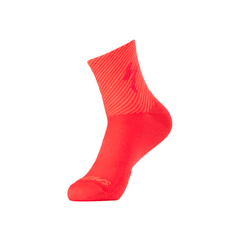 Sosete SPECIALIZED Soft Air Mid Logo - Flo Red/Rocket Red Stripe